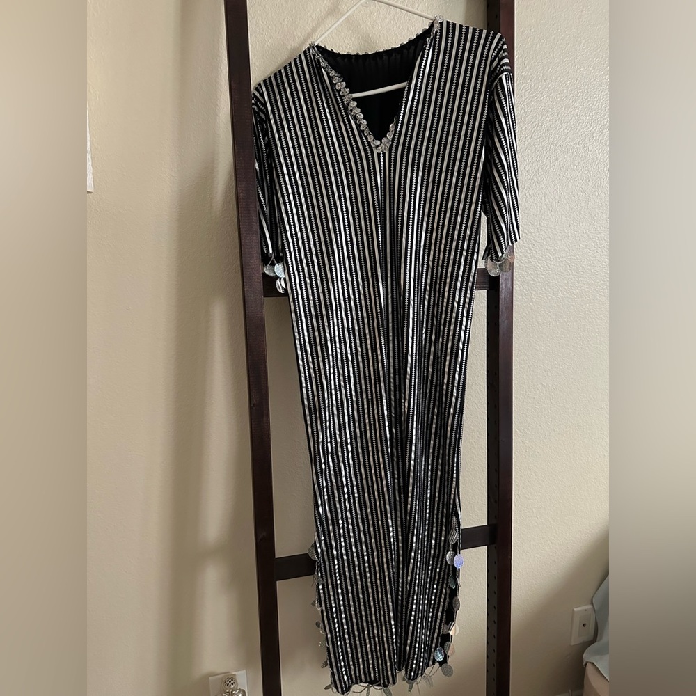 Black and White Striped Belly Dancing Dress